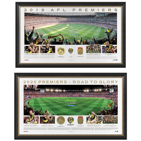 Richmond 2019 & 2020 Afl Premiers Official Panoramic Print Frame Package - 4564