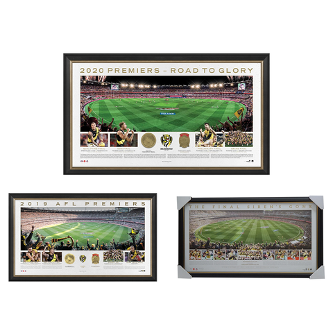 2017, 2019 & 2020 Afl Premiers Richmond Official Panoramic Print Framed Package - 4581
